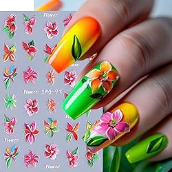 Flower Nail Art Stickers 5D Embossed Flowers Nail