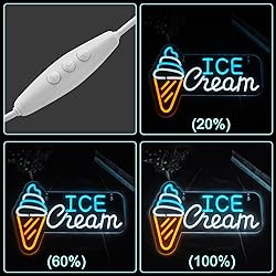 JOMOBUTY Ice Cream Neon Sign LED Light up Sign with