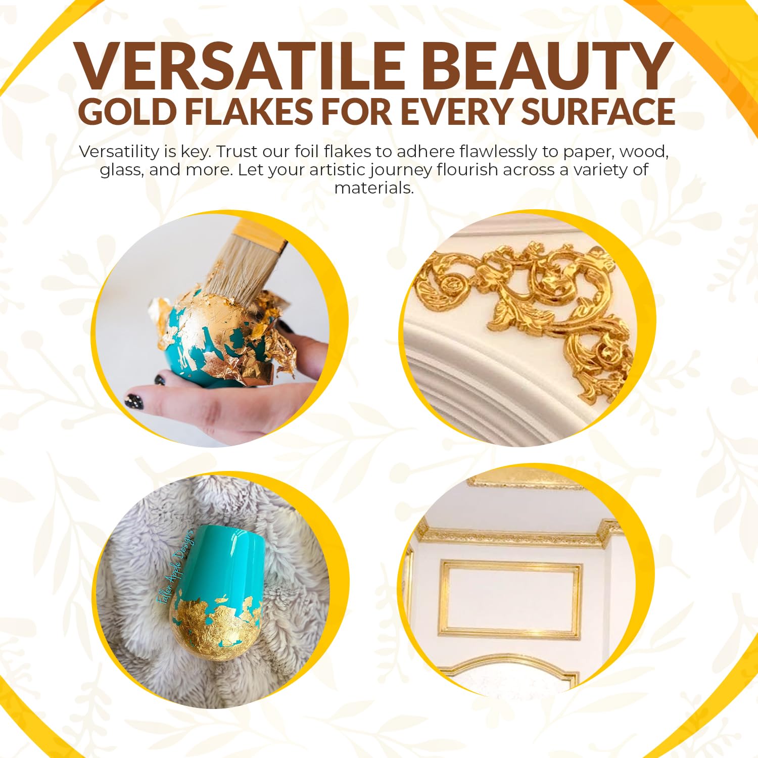 Gold Leaf Flakes 10 Grams,Gold Paper,Gold Leaves for Crafts,Gold Foil Flakes-Gold Leaf for Resin-Foil Craft Sheets-Gold Flakes for Crafts- Nail Decoration (Gold)