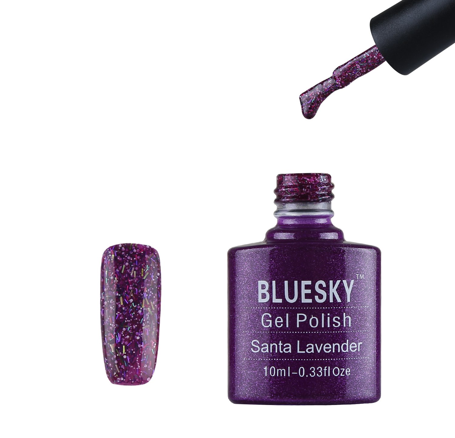 Bluesky Gel Nail Polish, Santa Lavender Ks3291, Dark Purple Glitter, Long Lasting, Chip Resistant, 10 ml (Requires Drying Under UV LED Lamp)