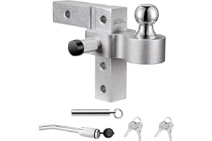 FULLHAUL Adjustable Trailer Hitch Ball Mount with Forged Aluminum Shank, Fits 2-Inch Receiver, 6" Drop/Rise Hitch, 1-7/8" Chrome Ball with Double Pin Key Locks, GTW of 7,500 lbs