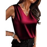 Mawor Womens Silk Satin Summer Camisole Tank Tops Trendy Sleeveless V Neck Blouses Dressy Casual Business Shirts