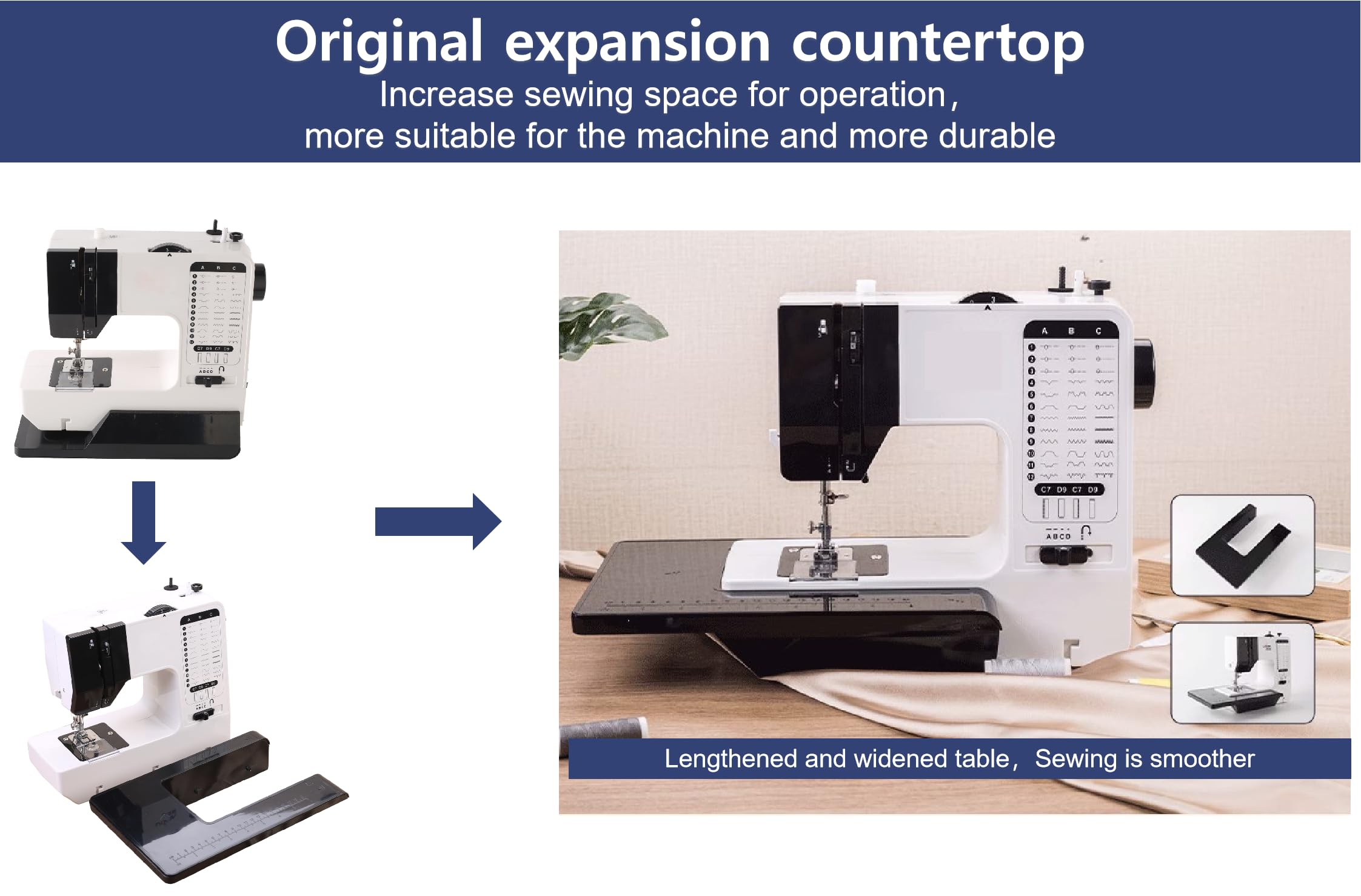 Buart Portable Powerhouse Sewing Machine: 38 Stitch Functions,Dual-Speed, Reverse Stitching, and Foot Pedal Portable Sewing Machine with Extendable Work Table, – Perfect for Beginners