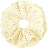 Dimeho Large Lace Scrunchies Yellow Hair Ties for Women Oversize Scrunchy Double Layer Jumbo White Lace Hair Scrunchies Elastic Ponytail Holder Hairs Tie for Women Thick Curly Hairs