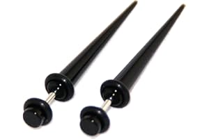 Menglisi Black Acrylic Fake Cheaters Faux Illusion Tapers Stretchers Expanders 6G Gauge 4mm 1 Pair Small