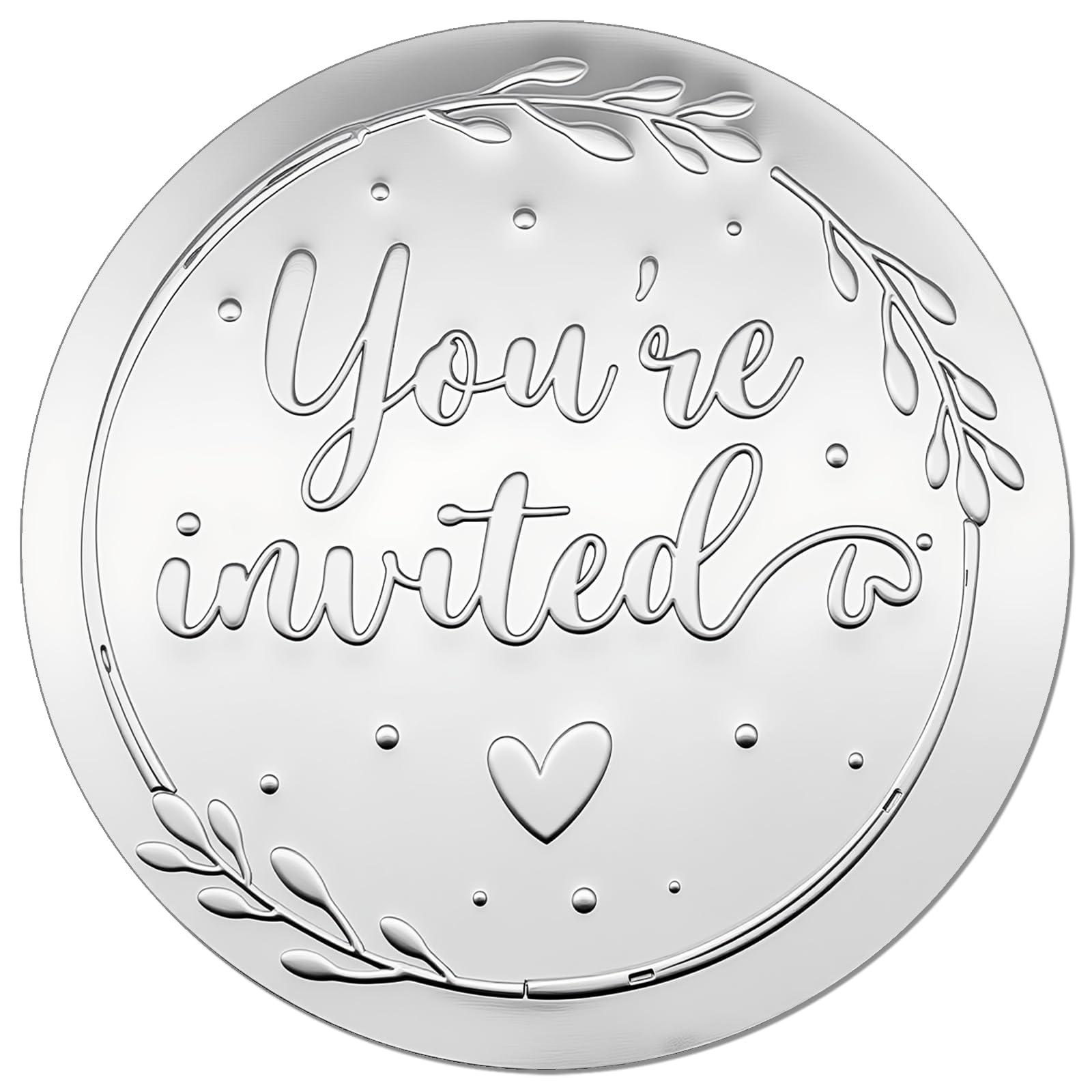 Photo 1 of 100 x You're Invited Embossed Silver Foil Seals Sticker Embossed Raised Sticker Label, Envelope Embossing Seal Stickers, Wedding Sticker Party Invitation Sticker, 1.6” (Silver)