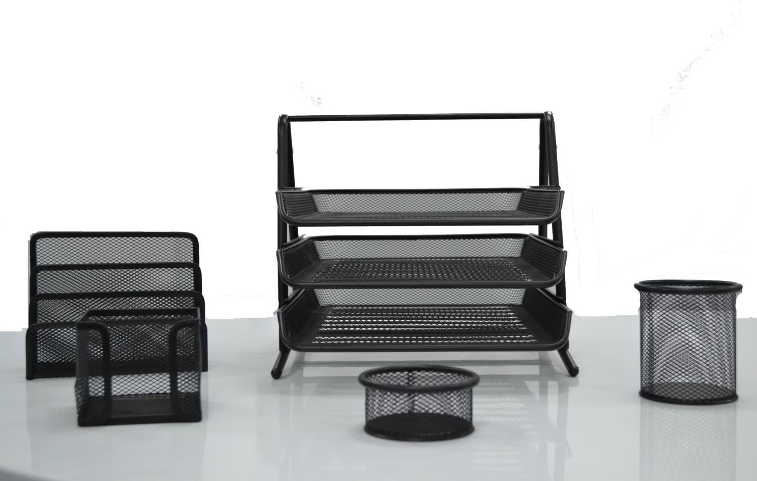 Premium Mesh Office Set of 5 PCS 3 Tier Letter/Filing/Paper Tray