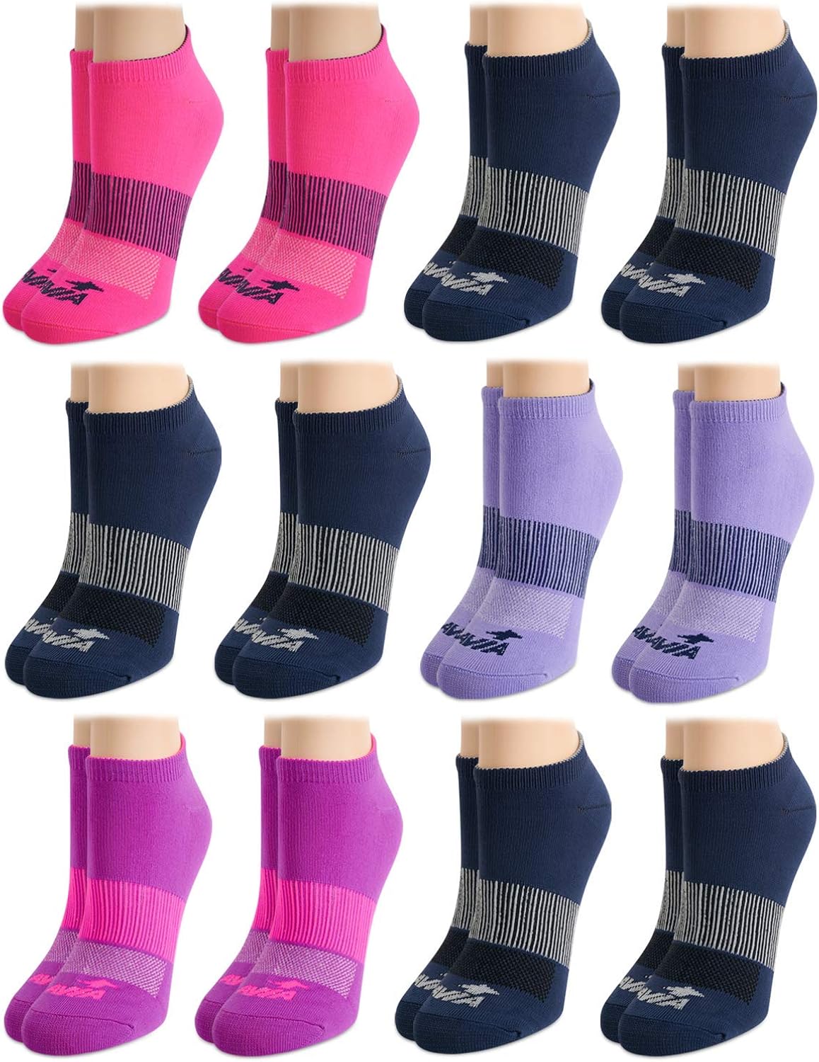 Avia Women NoShow Running Low Cut Socks (12 Pack) (Purple, Shoe Size