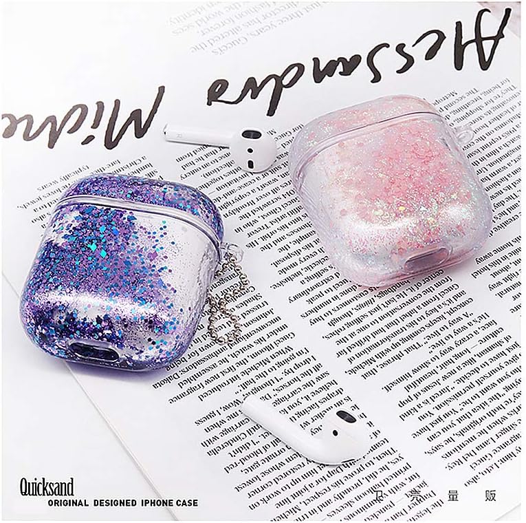 UnnFiko Bling Quicksand Case Compatible with AirPods 1/2, Cute Sparkle Liquid Protective Case - Image 5