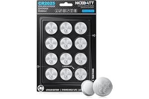 NICEBATT Cr2025 3V Lithium Battery 12 Pack, High Capacity 2025 cr25 Batteries for Key fobs, Remote Controls