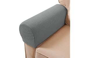 ESRISE Sofa Arm Chair Covers, Couch Armrest Armchair Covers, Stretch Anti-Slip Recliner Slipcovers Furniture Protector, Set of 2 (Light Gray)