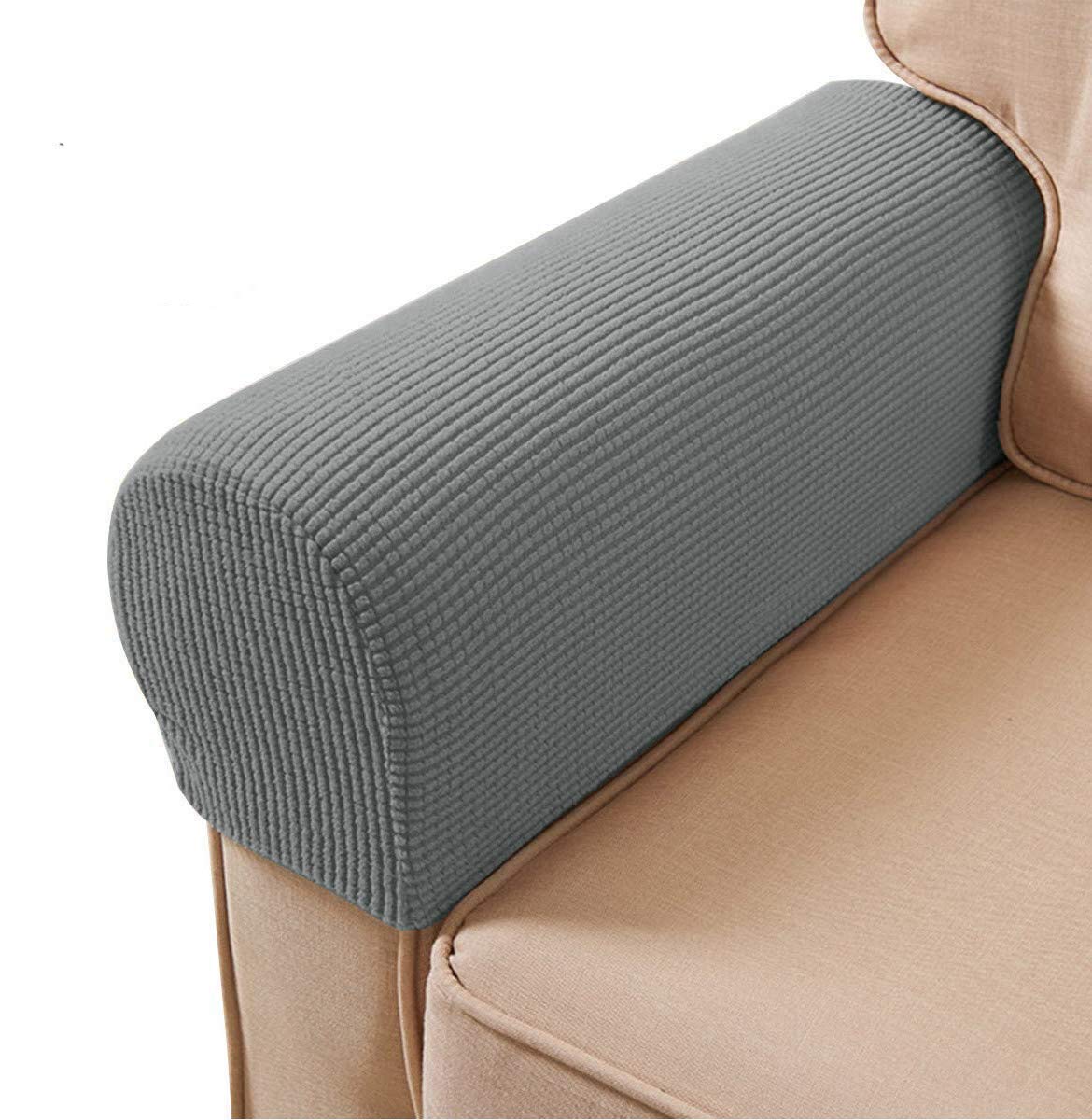 ESRISE Armrest Chair Covers, Stretch Armchair Couch Arm Rest Cover Anti-Slip Spandex Polyester Sofa Chair Arm Caps Slipcovers for Furniture Protector, Set of 2 (Light Grey) — image 1