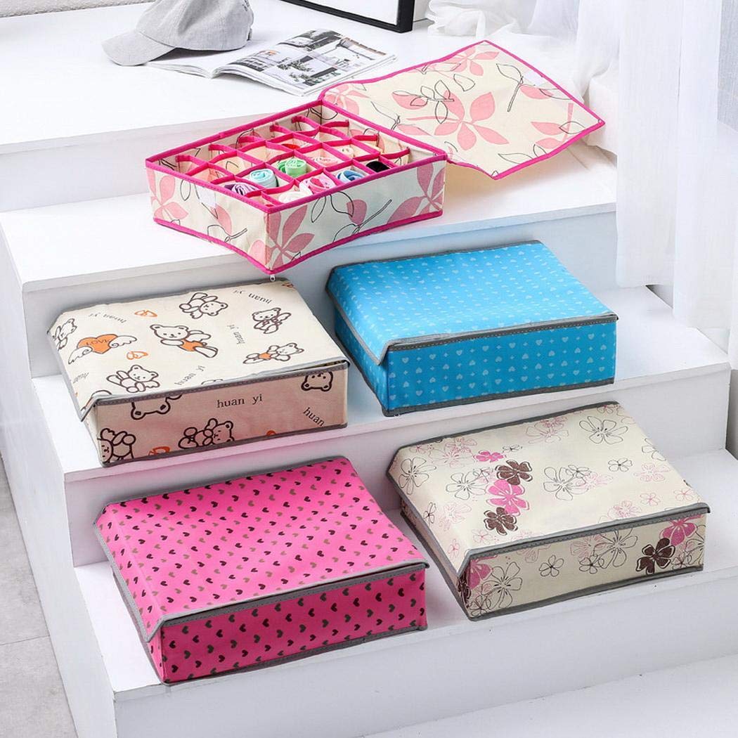 Minlop 24 Grids Cell Bra Underwear Drawer Organiser, Closet Dividers Wardrobe Organiser Storage Box for Socks, Neck Ties, Scarves, Handkerchiefs