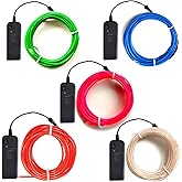 dobestyou 5-Pack EL Wire, 9Ft Neon Glow Electroluminescent Wire (Red/Blue/Green/Pink/White), Perfect for DIY Designs and Various Holiday & Party Decorations