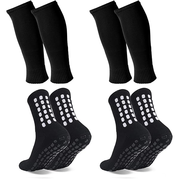 Amazon.com: ZXOLDZX 2 Set Grip Soccer Socks with Shin Guard
