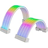 TECWARE Flex RGB Cable Cover Kit | Compatible with 24-Pin Motherboard and 8-Pin/16-Pin GPU | ARGB PSU Cable Extension with 5V