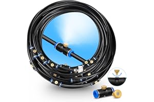 LADER Misters for Outside Patio, Misting Cooling System, 82FT (25M) Misting Line + 30 Brass Mist Nozzles + a Brass Adapter(3/4"), Water Mister System for Outside Patio, Garden, Greenhouse, Trampoline