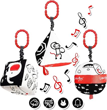 black and white car seat toys