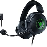 Razer Kraken V3 Wired USB Gaming Headset: Triforce Titanium 50mm Drivers - THX Spatial Audio - Chroma RGB Lighting - Hybrid Fabric & Leatherette Memory Foam Cushions - Detachable HyperClear Mic