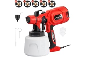 TARLIDO Paint Sprayer, 1400ML HVLP Electric Spray Paint Gun with 5 Copper Nozzles & 3 Spray Patterns,for Home Interior and Exterior, Furniture, Cabinets, Fence