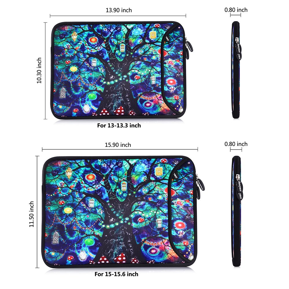Sancyacc Laptop Sleeve, Water-Resistant Sleeve Bag Cover 13-13.3 Inch, Neoprene Laptop Bag Case, Full Protective Carrying Notebook Pocket for MacBook Air/Pro (Lifetree)