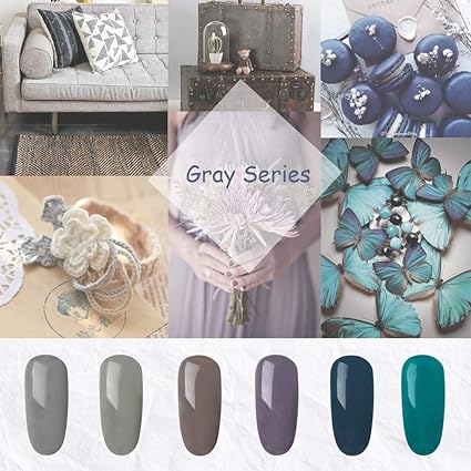 Amazon Com Miyoune Gray Blue Series Gel Nail Polish Lacquer Soak