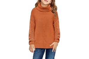 Dokotoo Girls Turtleneck Sweaters Kids Long Sleeve Chunky Knit Pullover Sweater Tops