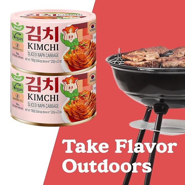 DELIEF SLICED SPICY KIMCHI – AUTHENTIC KOREAN NAPA CABBAGE, VEGAN, GLUTEN-FREE, SHELF-STABLE CANNED, NO PRESERVATIVES, 5.64 OZ/160 G (1 CAN)