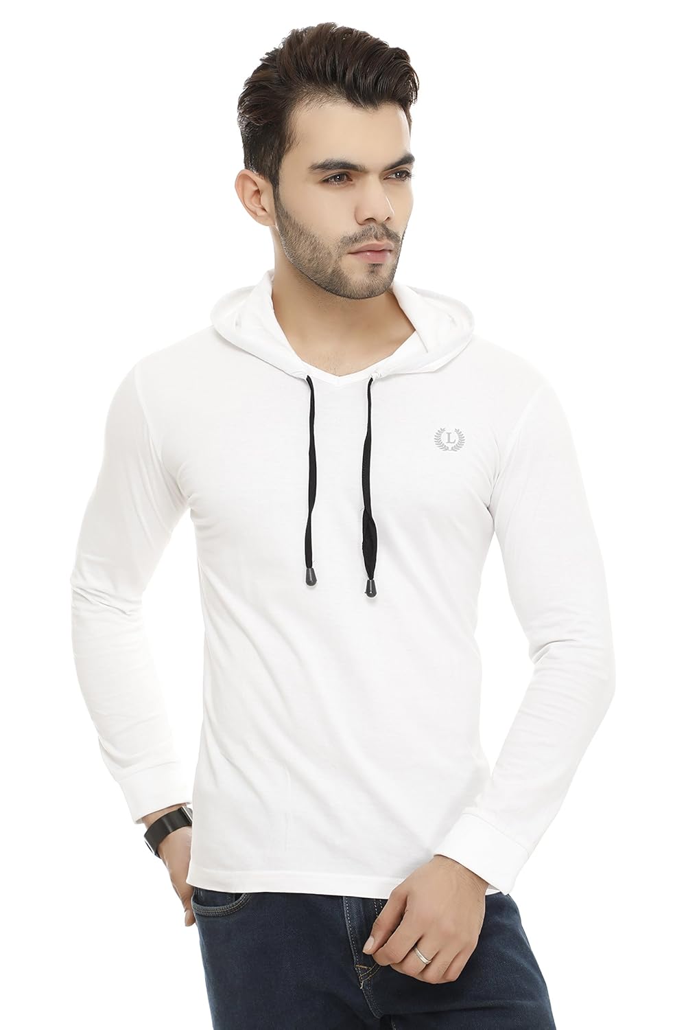 lee marts men's cotton hooded full sleeves t-shirt