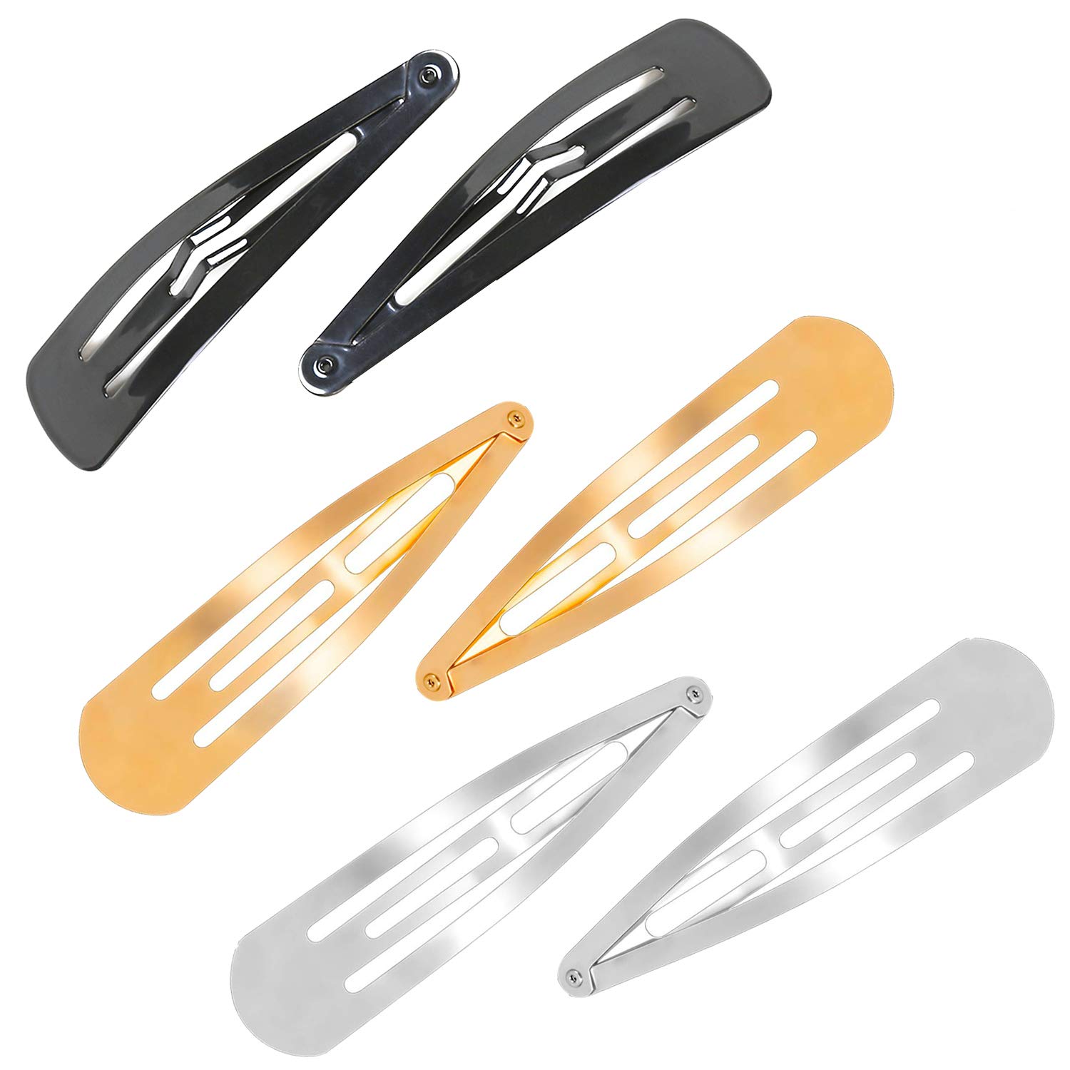 30 Pieces Metal Snap Hair Clips, 3.1 Inch Large No Slip Hair Barrettes Metal Barrettes Hair Styling Clips Accessories for Kids, Girls and Women (Gold, Silver, Black)