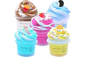 KNMIRTB 5 Pack Butter Slime,Pink Strawberry, Blue Ice Cream,Two-Toned Colorful Slime,Super Soft and Non-Sticky,Birthday Gifts for Kids,Party Favor for Girls & Boys.