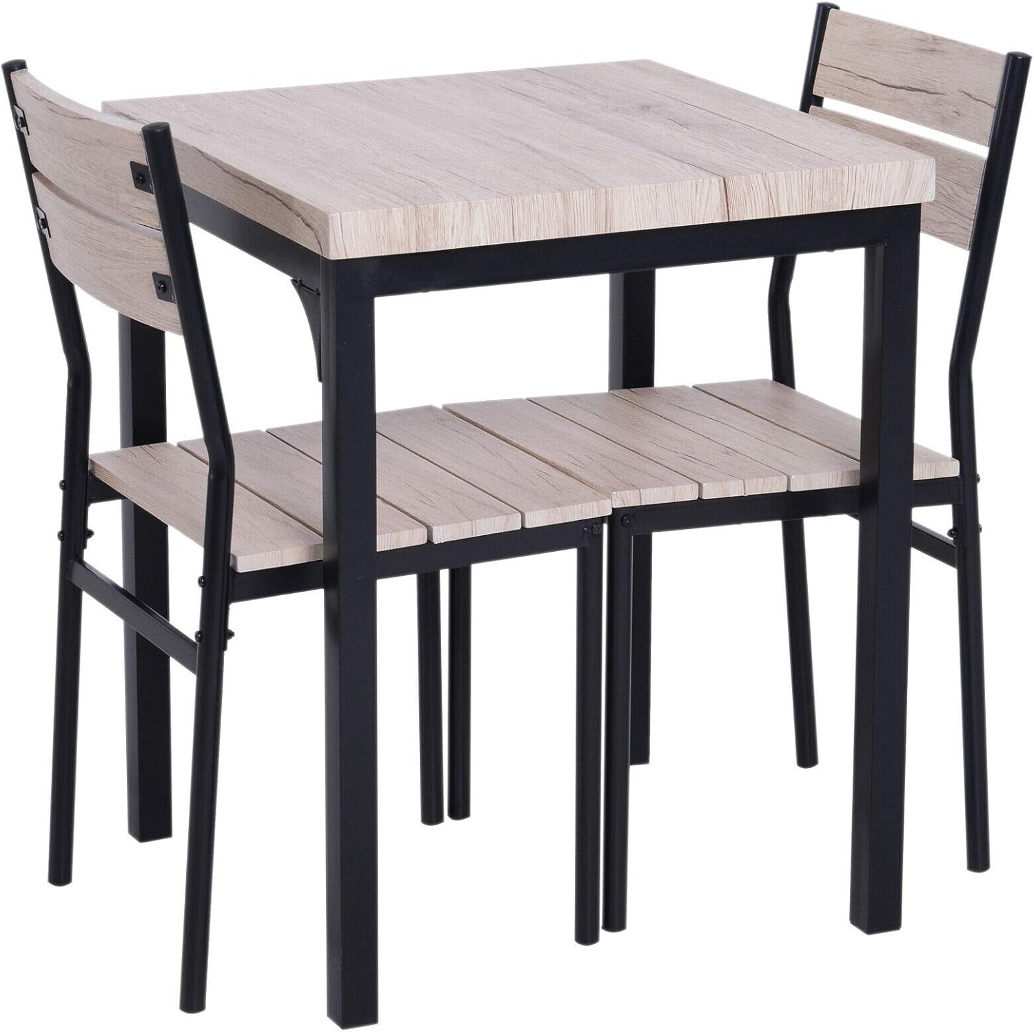 Amazon Com 3 Pcs Dining Set Rustic Industrial Style Table And