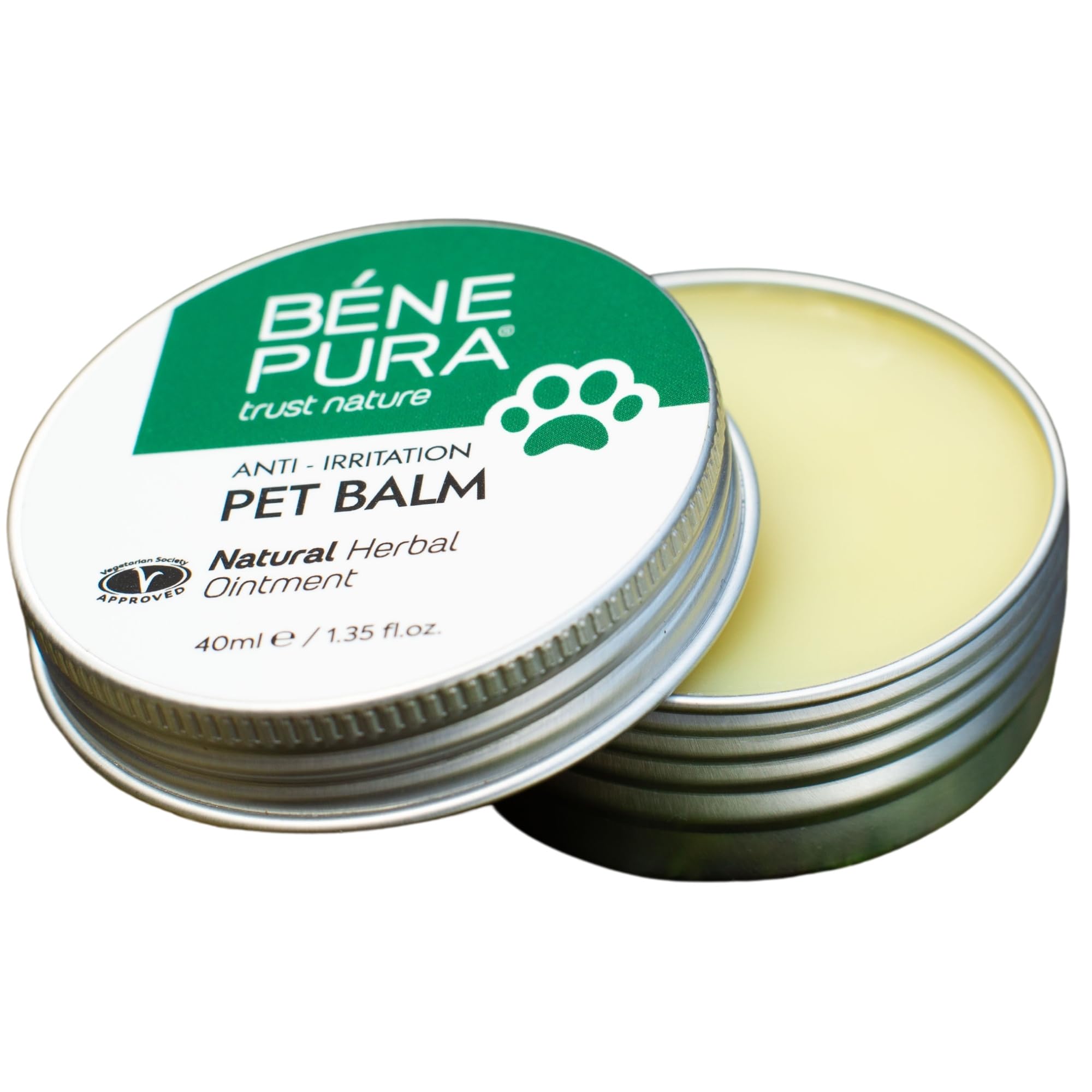 BenePura Dog Balm, Natural Anti Irritation Balm for Paws, Skin and Nose, Lick Safe and Unscented, 40 ml