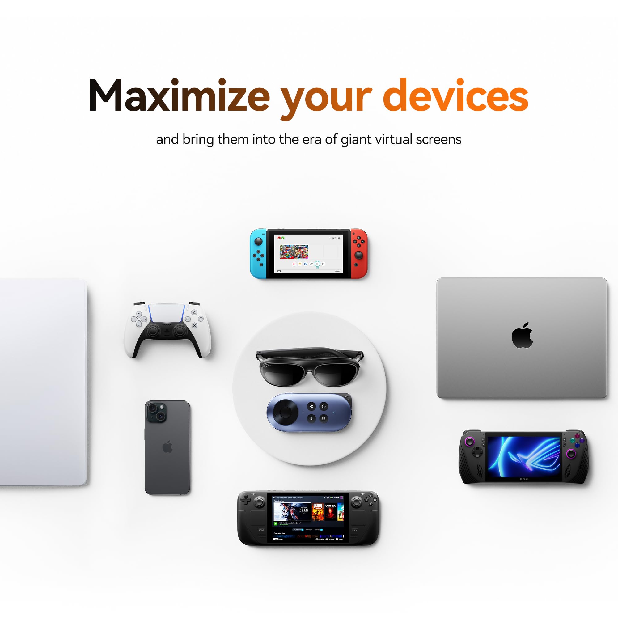 Rokid AR Joy Pack 2 AR Glasses, Smart Glasses Max 2 with Station, 160