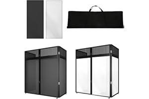 44"x41"x21" Metal Portable DJ Facade Table Station | Foldable DJ Event Booth Facade with Black & White Scrim | w/ Carrying Ba