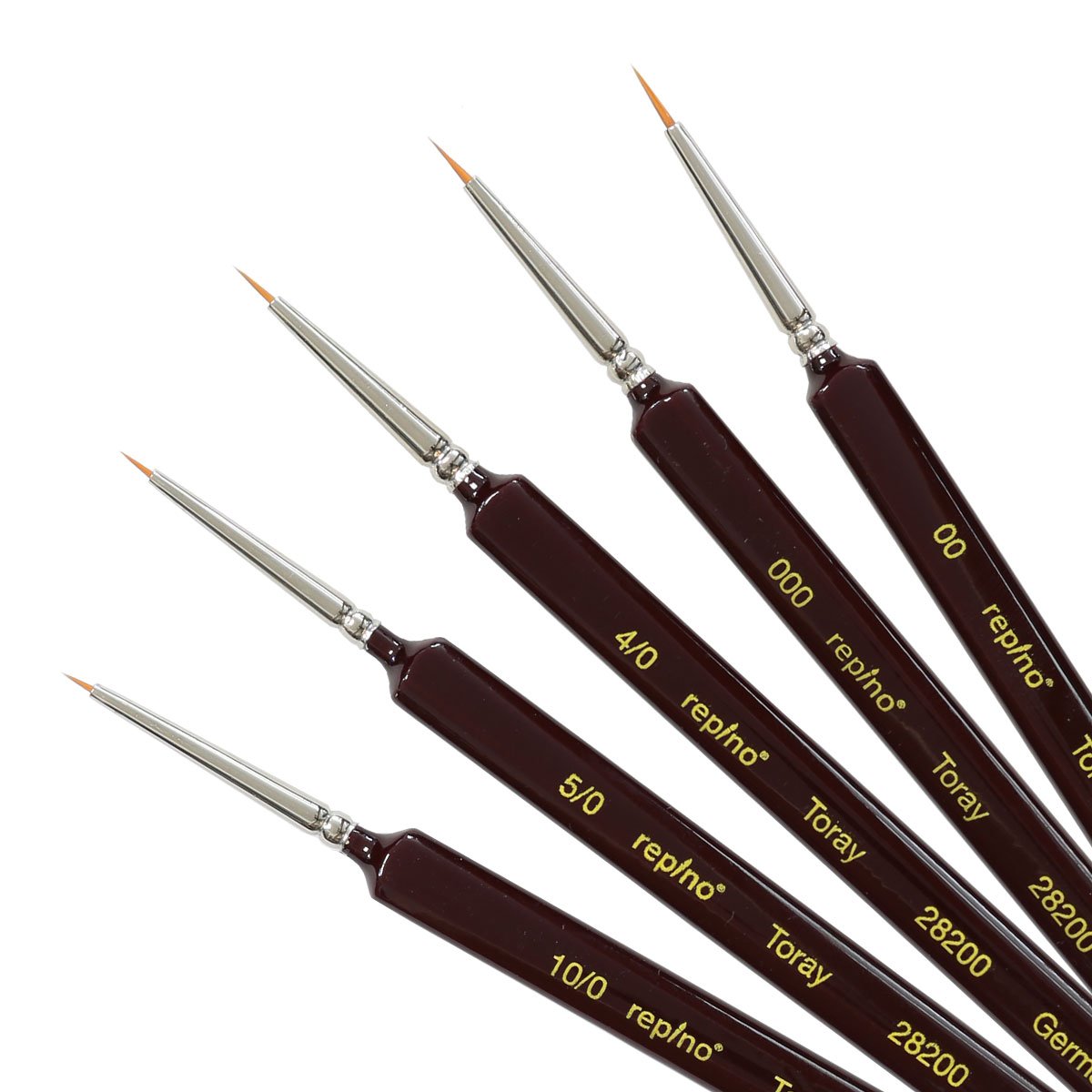 Repino Toray Brush Artist Brush Set Finest Quality Very Thin (Sizes 10/0, 5/0, 4/0, 000 and 00) Watercolour Brush Detail Brush Acrylic Brush Toray Brush Set