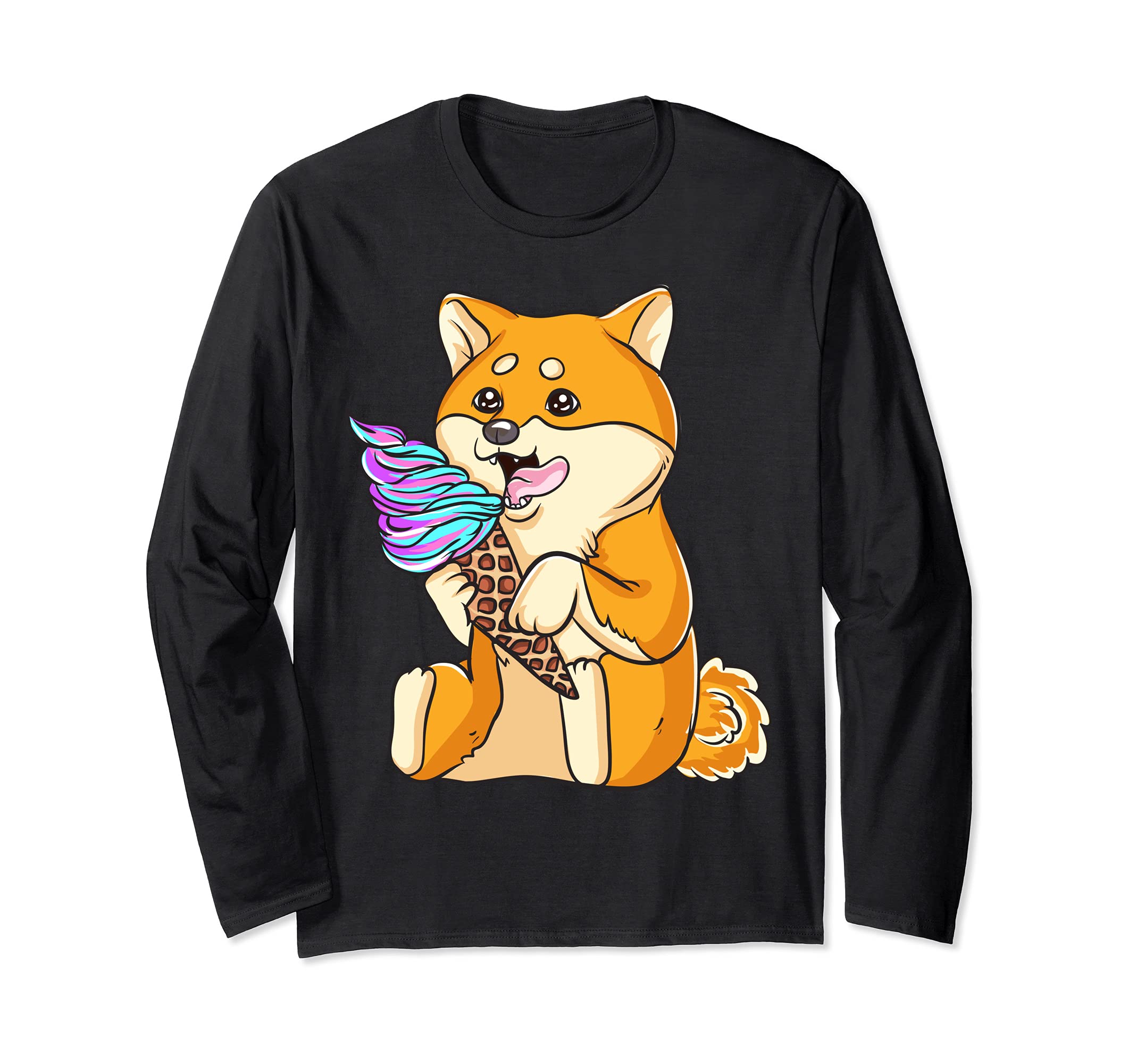 Kawaii Ice Cream Japanese Anime Shiba Inu Long Sleeve T-Shirt
