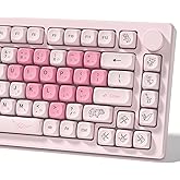 Womier Keyboard Keycaps - Pink Cute Keycap MOA Profile, PBT Dye-Sublimation Custom Key Caps Set 60% 65% 75% 100% Percent for Cherry MX, Kailh, Outemu, Gateron Mechanical Keyboards (Love Origami)