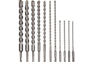 HLOFIZI SDS Plus Bits 11-Piece Rotary Hammer Drill Bits Set for Masonry Concrete Block Brick Stone, 12 inch
