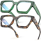 VISOONE 2 Pack Blue Light Blocking Glasses Rectangle Frame and Chic Preppy Look for Women Men RIVER