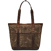 Tote Bag for Women Real Leather Shoulder Handbag Organizer Water Repellent Waxed Canvas