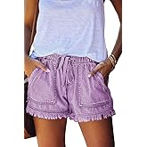 YOCUR Womens Lightweight Shorts Casual Baggy Trendy Hot Pants Elastic Waist Drawstring Comfy Shorts