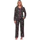 INTIMO Wicked Pajamas Women's Elphaba and Glinda Long Sleeve Button Down Coat and Pant Pajama Set