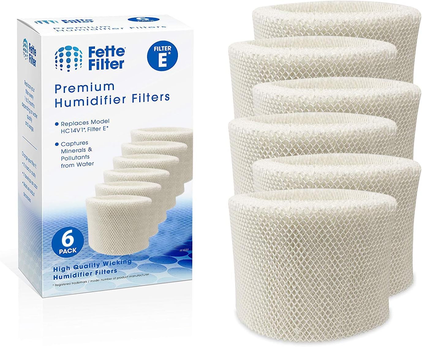 Fette Filter - Humidifier Wicking Filters Compatible with Honeywell HC-14V1, HC-14, HC-14N. Filter E. (Pack of 6)