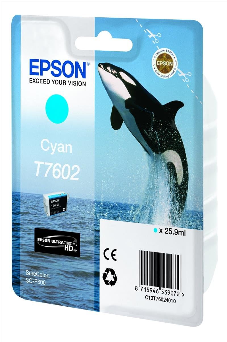 Epson Killer Whale T7602 Ink Cartridge, Cyan, Genuine,25.9 ml - Image 3