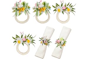 U-Vathing 4PCS Easter Eggs Rattan Napkin Rings,Napkin Ring Holders Table Dinner Easter Napkins Ring for Easter Spring Holiday