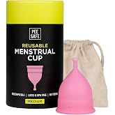 Pee Safe Reusable Menstrual Cup for Women (Medium) | Made with Medical Grade Silicone | Soft, Flexible, BPA &amp; Latex Free | Up to 12 Hours Protection | Travel Friendly Pouch Included