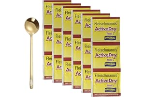 Fleischmann's Active Dry Yeast, 0.25 Oz Packets for Baking Bread, Rolls, Pizza Dough, dry active yeast, with Moofin Golden SS Spoon - active dry yeast packets, active yeast for baking, [Pack Of 6]