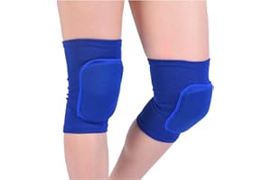 Caviotess Kids Teens Protective Knee Pads, Anti-Slip Padded Sponge Knee Brace Knee Support for Football Volleyball Dance Skating Basketball Sports (X-Small,Bright Blue)
