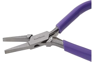The Beadsmith Flat Nose Pliers – 4.5 inches (114mm) – Purple Vinyl Grip Handle with Double Leaf Springs – Jewelry Making Tool for Creating Bracelets, Earrings and Necklaces